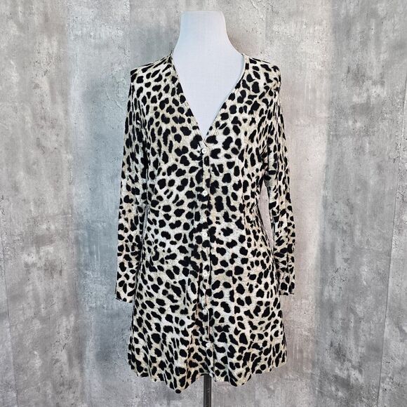 Torrid 2X Leopard Print Textured Slub Boyfriend Fit Button Down Cardigan Sweater - Picture 1 of 8